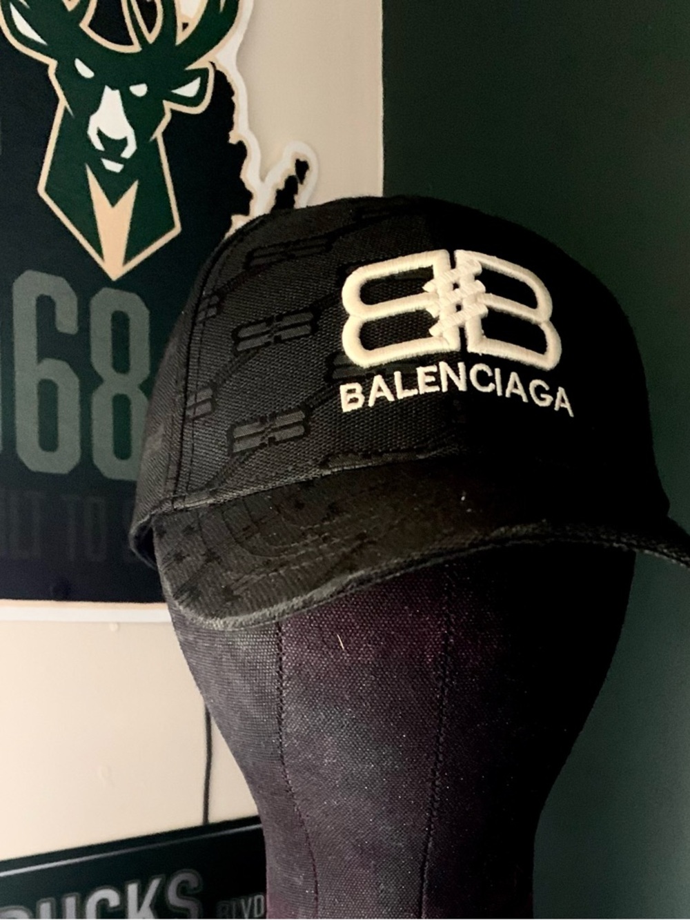 Balenciaga Black Baseball Cap with White Logo